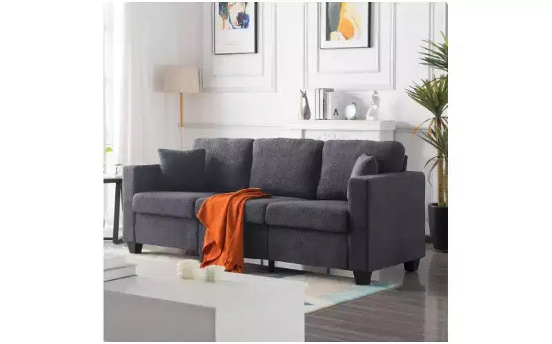 Modern Teddy Velvet 3-Seater Sofa with Thickened Back Cushions,Upholstered Futon Sofa Couch for Living Room,Apartment