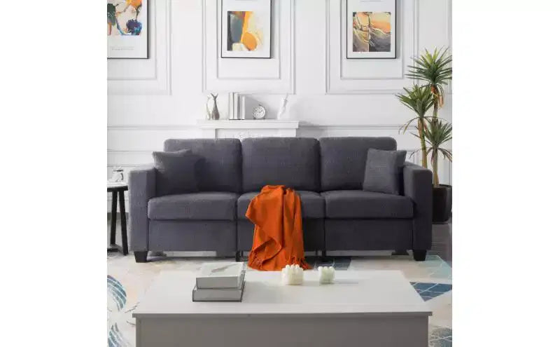 Modern Teddy Velvet 3-Seater Sofa with Thickened Back Cushions,Upholstered Futon Sofa Couch for Living Room,Apartment