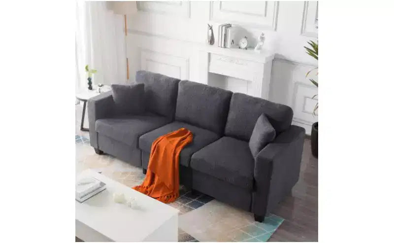  Modern Teddy Velvet 3-Seater Sofa with Thickened Back Cushions,Upholstered Futon Sofa Couch for Living Room,Apartment