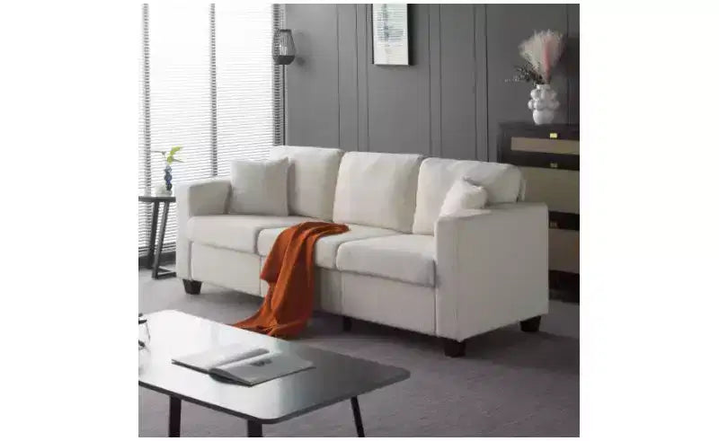 Modern Teddy Velvet 3-Seater Sofa with Thickened Back Cushions,Upholstered Futon Sofa Couch for Living Room,Apartment