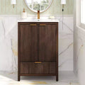 Bathroom Vanity 24-Inch, Modern Sink Combo, Single-Hole Faucet, Textured Doors, Drawer, Pine Legs, Large Storage, Soft-Close Hinges