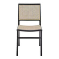  Natural and Black Solid Wood and Cane Partially Open Back Dining Side Chair