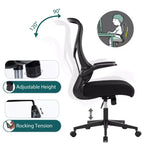 Sedia ergonomica per computer con braccioli ribaltabili, sedia da scrivania con supporto lombare, sedia girevole con ruote per casa, ufficio