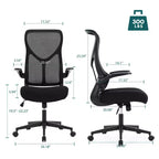 Sedia ergonomica per computer con braccioli ribaltabili, sedia da scrivania con supporto lombare, sedia girevole con ruote per casa, ufficio