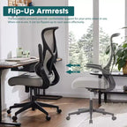 Sedia ergonomica per computer con braccioli ribaltabili, sedia da scrivania con supporto lombare, sedia girevole con ruote per casa, ufficio
