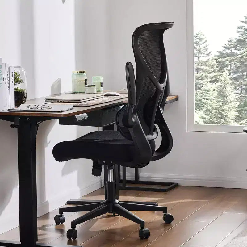  Ergonomic Computer Chair with Flip-up Armrests, Desk Chair with Lumbar Support, Rolling Swivel Chair Computer Chair for Home, Office