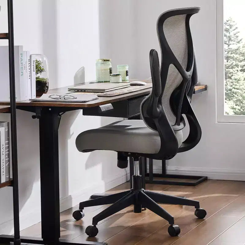 Ergonomic Computer Chair with Flip-up Armrests, Desk Chair with Lumbar Support, Rolling Swivel Chair Computer Chair for Home, Office