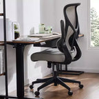 Sedia ergonomica per computer con braccioli ribaltabili, sedia da scrivania con supporto lombare, sedia girevole con ruote per casa, ufficio