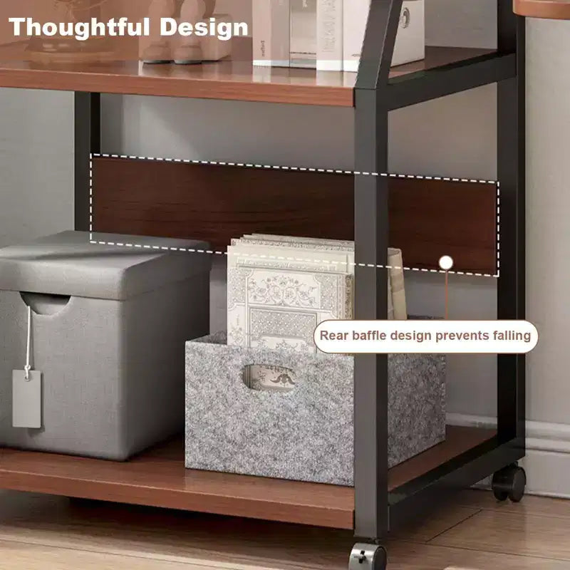 3 Tier Printer Stand on Wheels, Mobile Printer Table with Storage Shelves, Rolling Printer Cart for Home Office