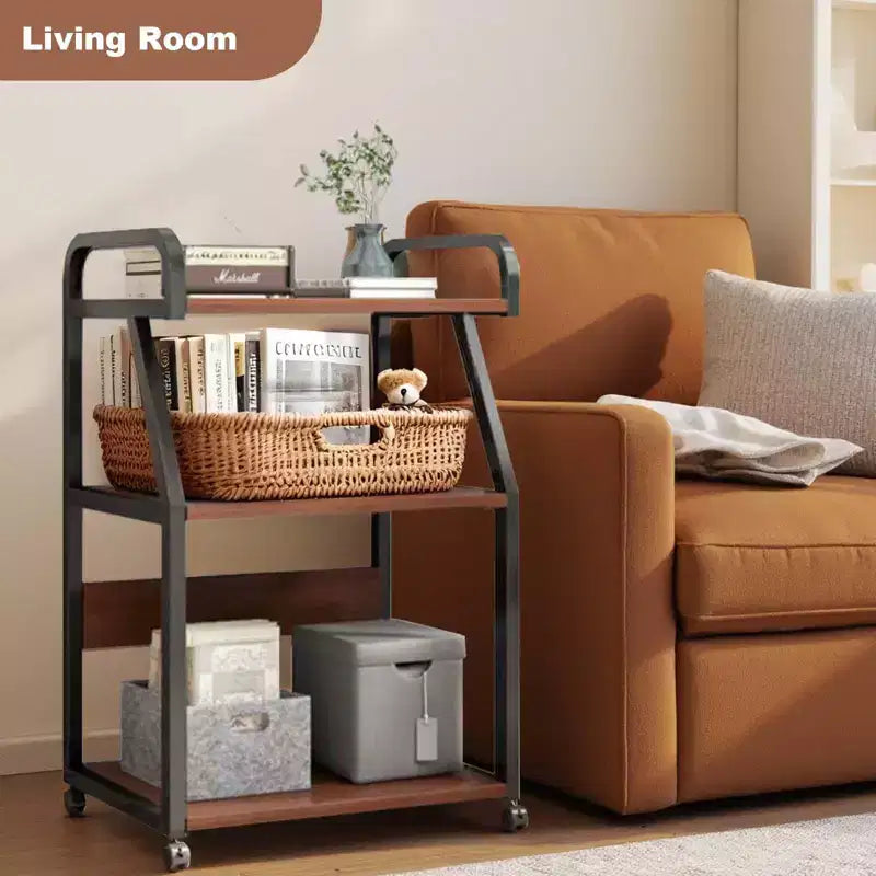 3 Tier Printer Stand on Wheels, Mobile Printer Table with Storage Shelves, Rolling Printer Cart for Home Office