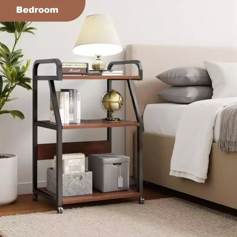 3 Tier Printer Stand on Wheels, Mobile Printer Table with Storage Shelves, Rolling Printer Cart for Home Office
