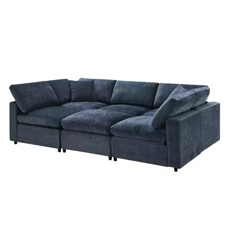 6-Piece Modular Chenille Cloud Sofa Bed with Ottoman