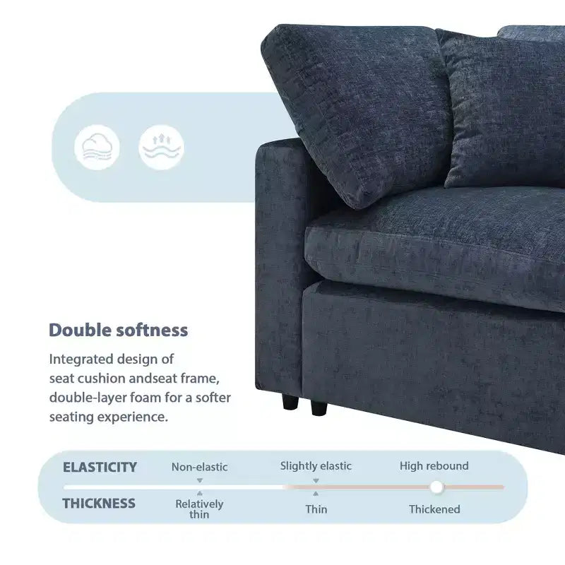 6-Piece Modular Chenille Cloud Sofa Bed with Ottoman