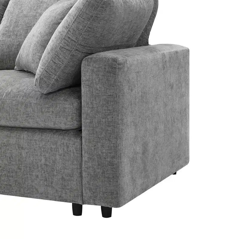 6-Piece Modular Chenille Cloud Sofa Bed with Ottoman