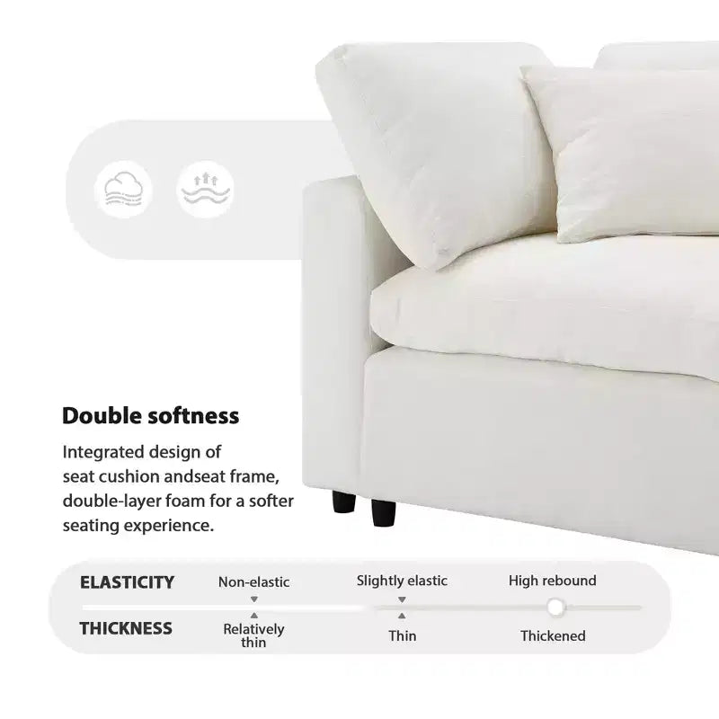 6-Piece Modular Chenille Cloud Sofa Bed with Ottoman
