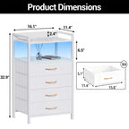 Cassettiera in tessuto a 4 cassetti con ripiano aperto (41x29x83,5cm) Cassettiera versatile per camera da letto, cameretta dei bambini, dormitorio, soggiorno e ingresso