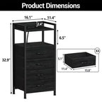 Cassettiera in tessuto a 4 cassetti con ripiano aperto (41x29x83,5cm) Cassettiera versatile per camera da letto, cameretta dei bambini, dormitorio, soggiorno e ingresso