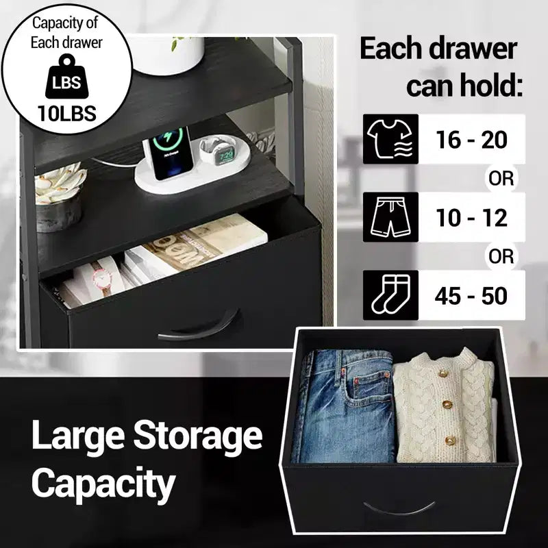 4-Drawer Fabric Storage Cabinet with Open Shelf (41x29x83.5cm) Versatile Chest for Bedroom, Kids' Room, Dorm, Living Room & Entryway