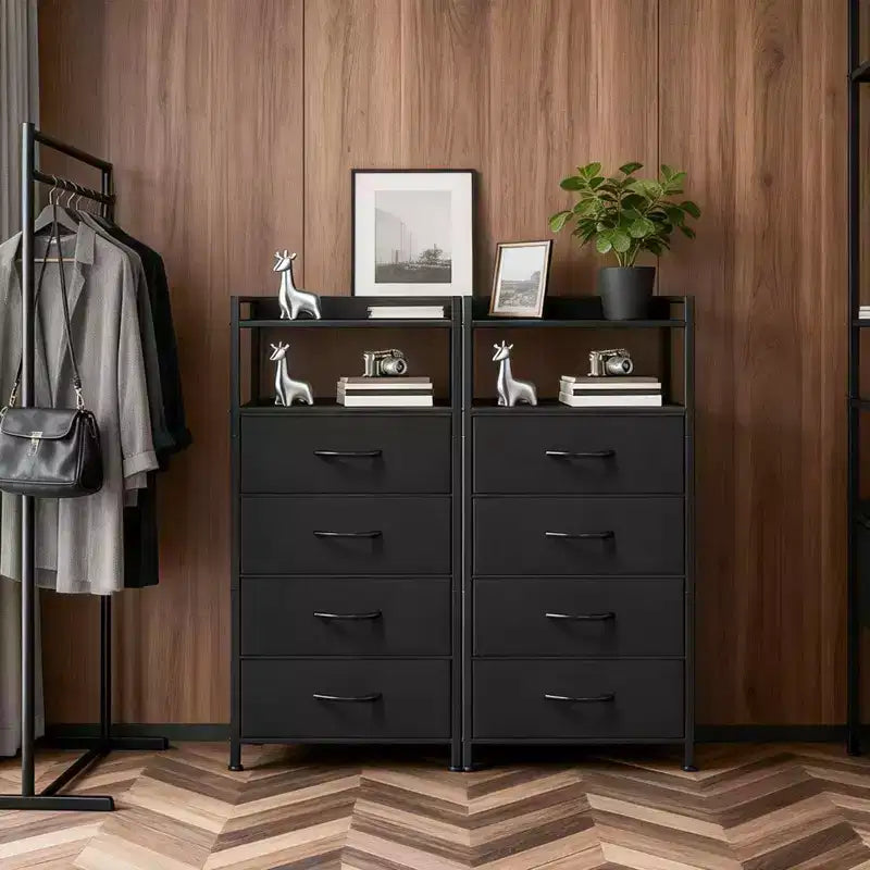 4-Drawer Fabric Storage Cabinet with Open Shelf (41x29x83.5cm) Versatile Chest for Bedroom, Kids' Room, Dorm, Living Room & Entryway