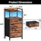 Cassettiera in tessuto a 4 cassetti con ripiano aperto (41x29x83,5cm) Cassettiera versatile per camera da letto, cameretta dei bambini, dormitorio, soggiorno e ingresso