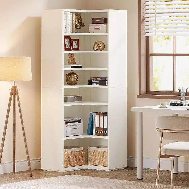  Corner Bookshelf, 9-Tier L-Shaped Corner Bookcase for Living Room, Home Office, Bedroom
