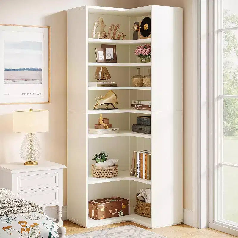 Corner Bookshelf, 9-Tier L-Shaped Corner Bookcase for Living Room, Home Office, Bedroom