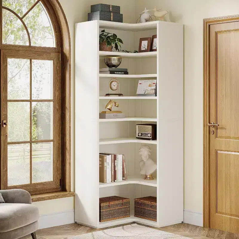 Corner Bookshelf, 9-Tier L-Shaped Corner Bookcase for Living Room, Home Office, Bedroom