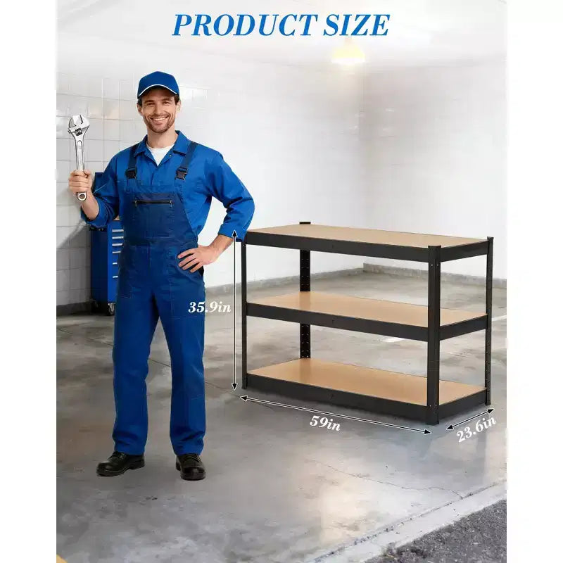 Storage Shelves, 3 Tier Heavy Duty Adjustable Metal Shelving Unit, Industrial Utility Rack for Garage Warehouse Pantry Closet