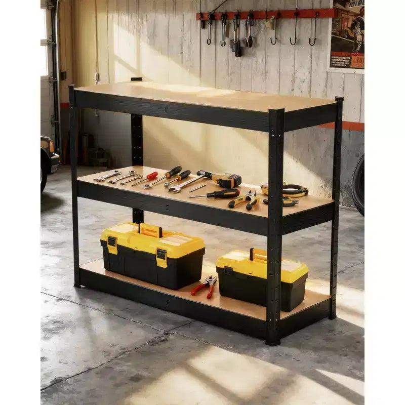 Storage Shelves, 3 Tier Heavy Duty Adjustable Metal Shelving Unit, Industrial Utility Rack for Garage Warehouse Pantry Closet