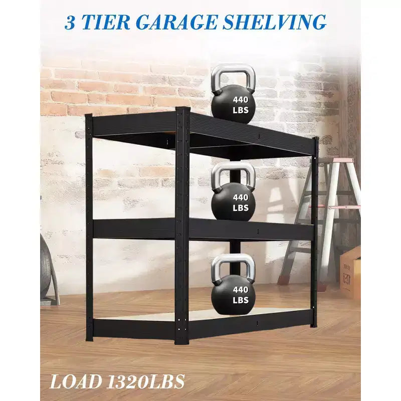 Storage Shelves, 3 Tier Heavy Duty Adjustable Metal Shelving Unit, Industrial Utility Rack for Garage Warehouse Pantry Closet