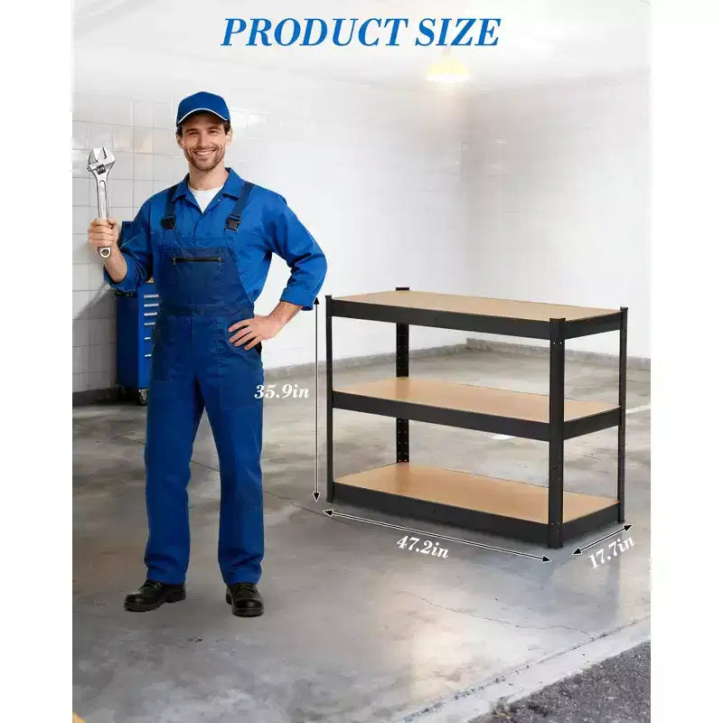 Storage Shelves, 3 Tier Heavy Duty Adjustable Metal Shelving Unit, Industrial Utility Rack for Garage Warehouse Pantry Closet