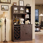 Mobile bar da caffè con raffinate ante scorrevoli in stile fienile, credenza buffet con portabottiglie, mobile contenitore per cucina, sala da pranzo