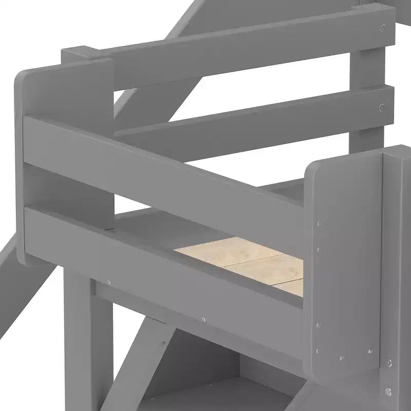 Loft Bed with Built-in Wardrobe and Storage Space,Solid Wood Loft Bed Frame with Beside Shelves, Full-length Guardrail and Stair,