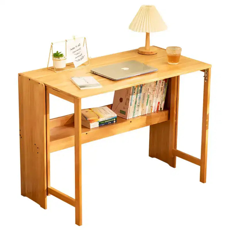  Folding Desk Space Saving Computer Table End Table for Small Spaces Home Office Bedroom Dorm Natural, Brown, 32.68*21.26*29.92