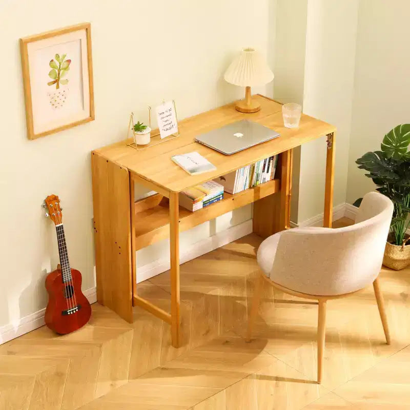 Folding Desk Space Saving Computer Table End Table for Small Spaces Home Office Bedroom Dorm Natural, Brown, 32.68*21.26*29.92
