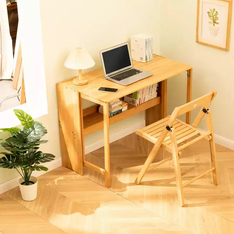 Folding Desk Space Saving Computer Table End Table for Small Spaces Home Office Bedroom Dorm Natural, Brown, 32.68*21.26*29.92