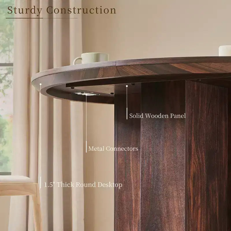 47 Round Dining Table for 4-6, Modern Kitchen Table with Sturdy Cross Base, Circle Dining Room Furniture for Kitchen Living Room