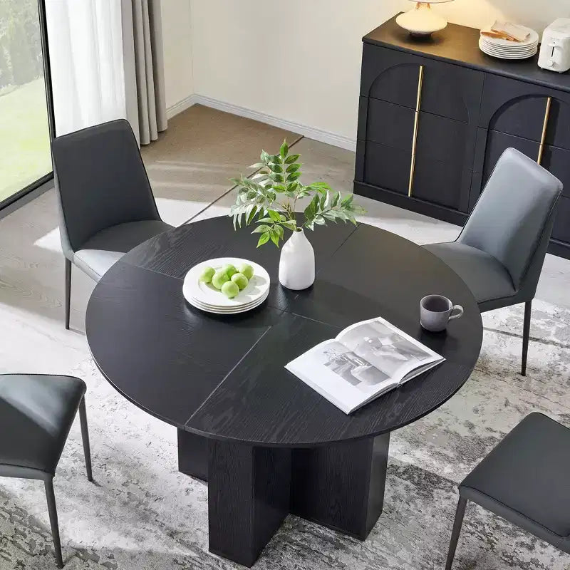 47 Round Dining Table for 4-6, Modern Kitchen Table with Sturdy Cross Base, Circle Dining Room Furniture for Kitchen Living Room