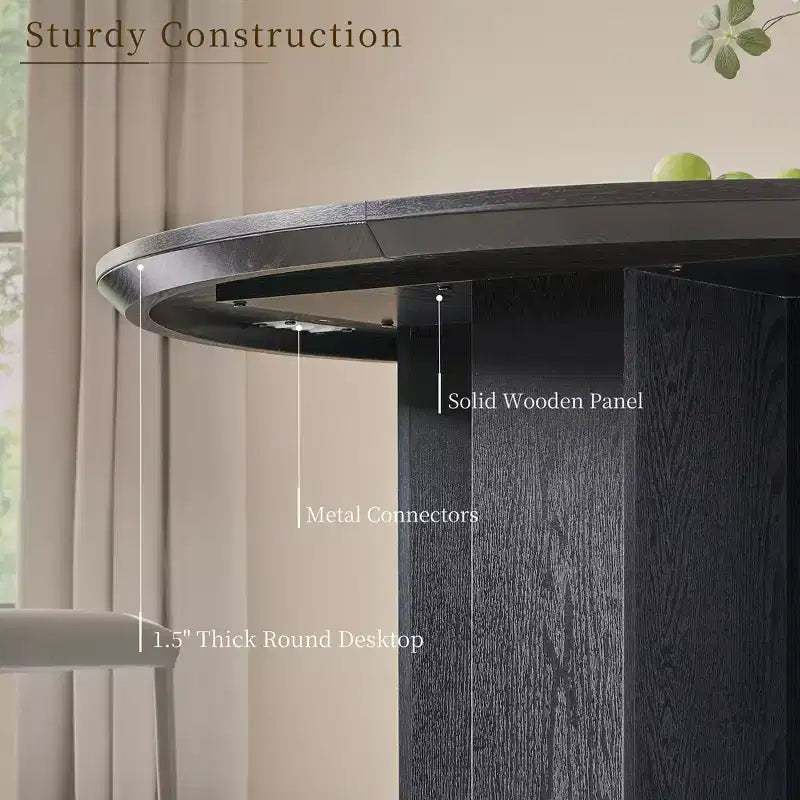 47 Round Dining Table for 4-6, Modern Kitchen Table with Sturdy Cross Base, Circle Dining Room Furniture for Kitchen Living Room