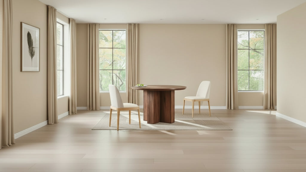 47 Round Dining Table for 4-6, Modern Kitchen Table with Sturdy Cross Base, Circle Dining Room Furniture for Kitchen Living Room