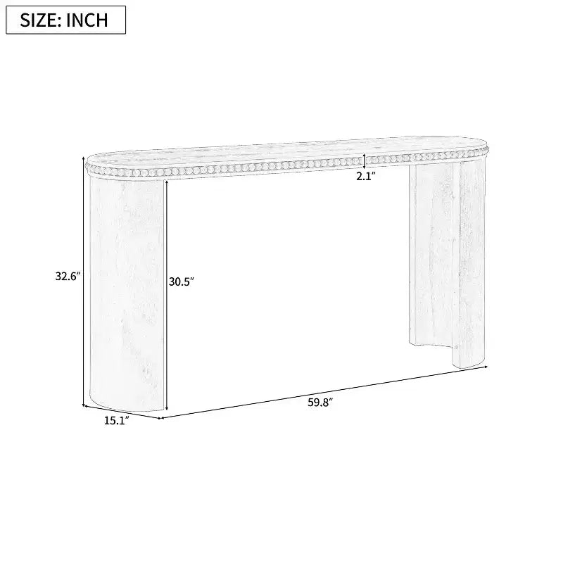 Vintage Beaded-Trim Console Table with Reversible Curved Legs
