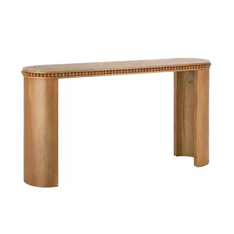 Vintage Beaded-Trim Console Table with Reversible Curved Legs