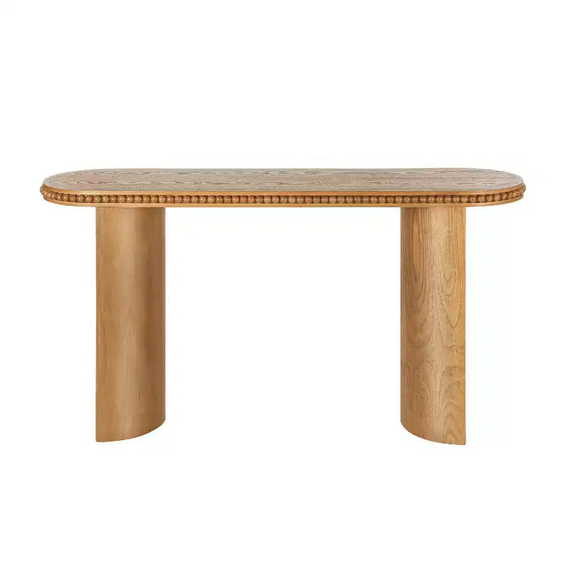 Vintage Beaded-Trim Console Table with Reversible Curved Legs