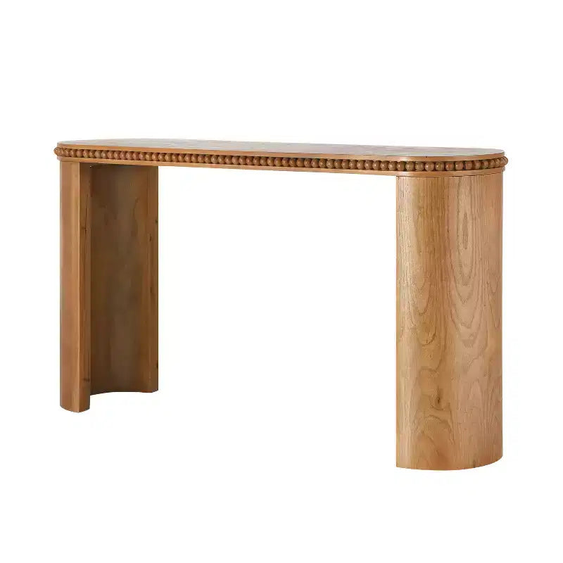 Vintage Beaded-Trim Console Table with Reversible Curved Legs