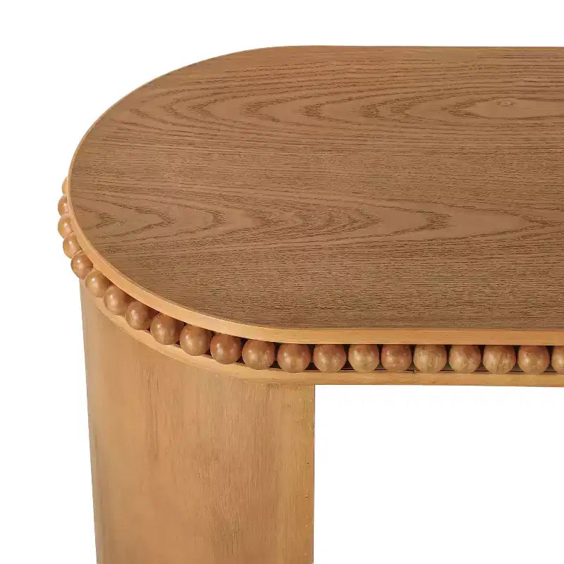 Vintage Beaded-Trim Console Table with Reversible Curved Legs