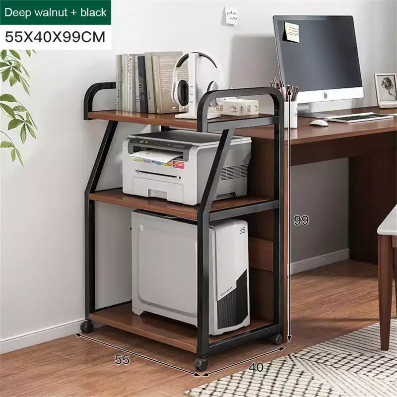 3 Tier Printer Stand on Wheels,Mobile Printer Table with Storage Shelf, Rolling Printer Cart with Wheels for Office Home Office Use