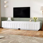  White Elegant TV Stand, Arched Design Media Console with 4 Drawers for 80 TVs
