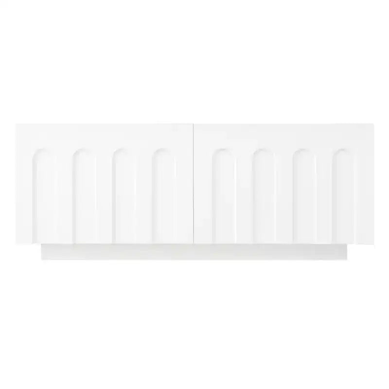 White Elegant TV Stand, Arched Design Media Console with 4 Drawers for 80 TVs