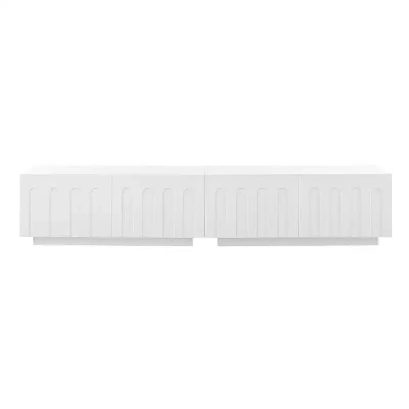 White Elegant TV Stand, Arched Design Media Console with 4 Drawers for 80 TVs