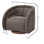 Poltrona girevole moderna in tessuto bouclé con base in legno massello